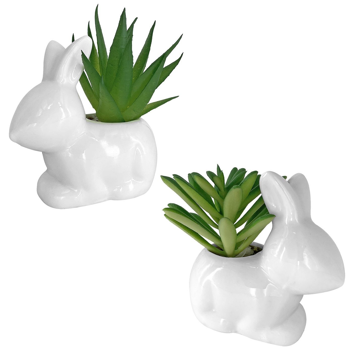 Γλαστράκι Λαγός Πήλινο με Άνθος 8x8cm Homie 423100