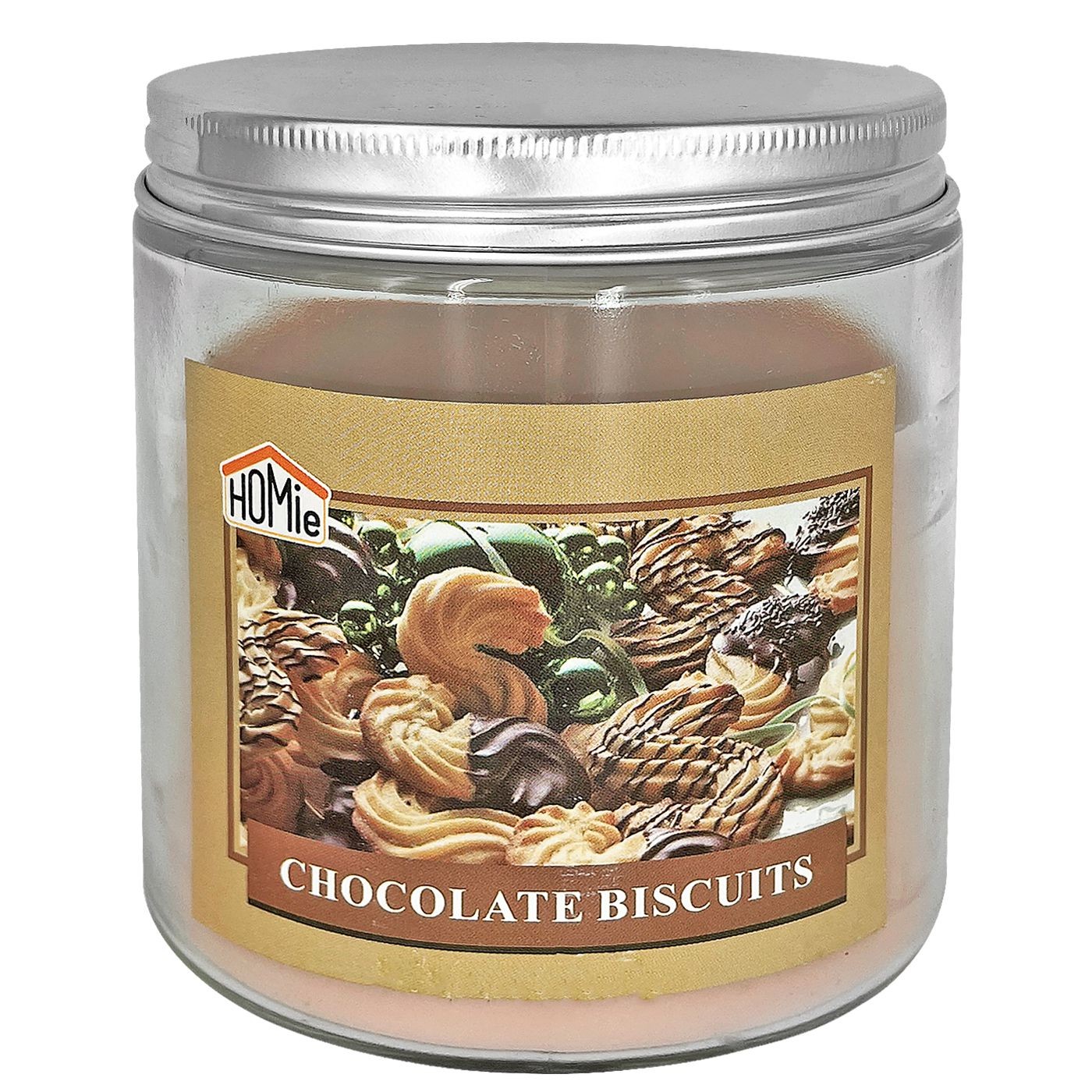 Κερί Σοκολάτα Μπισκότο σε Βάζο Γυάλινο με Καπάκι 10x9,5cm  545g Gross/280g net Homie 57504