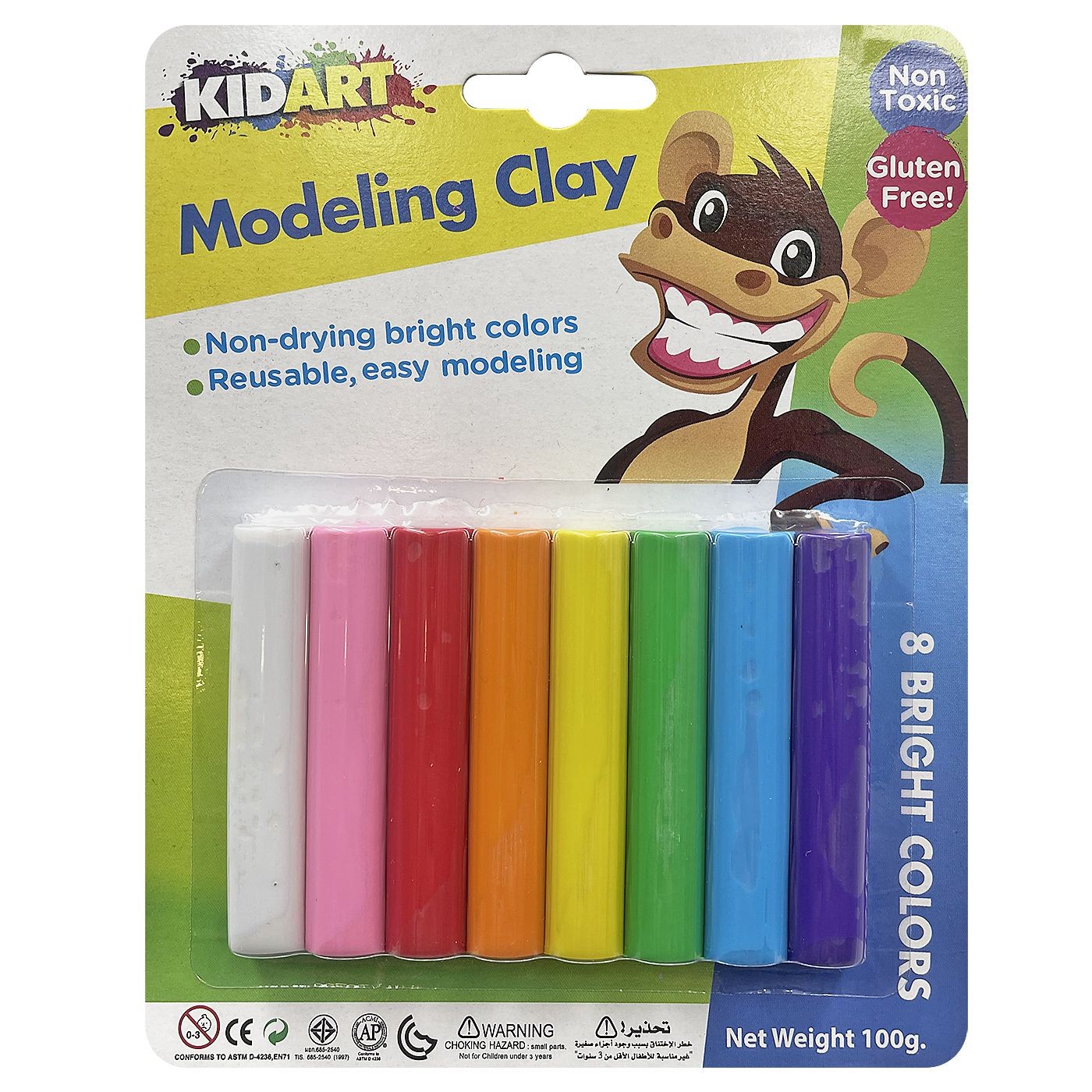 Πλαστελίνη σετ=8 Χρώματα 100g net JustNote 7070