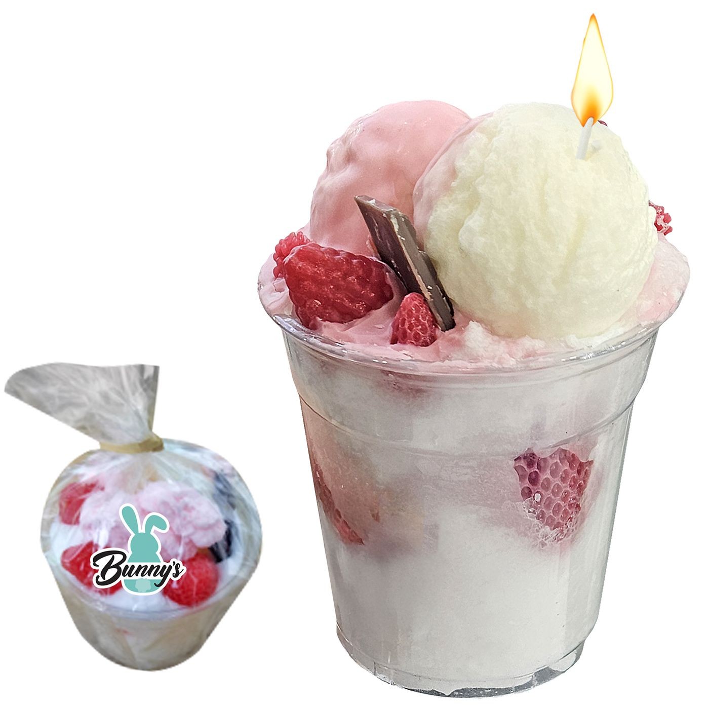 Κερί Milkshake Παγωτό με Φράουλες 13,5xΦ10cm Bunny's 932157