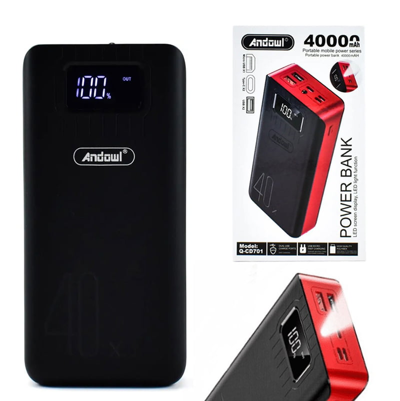 Andowl Q-CD701 Power Bank 40000mAh με 2 Θύρες USB - LED Screen Display Power Bank