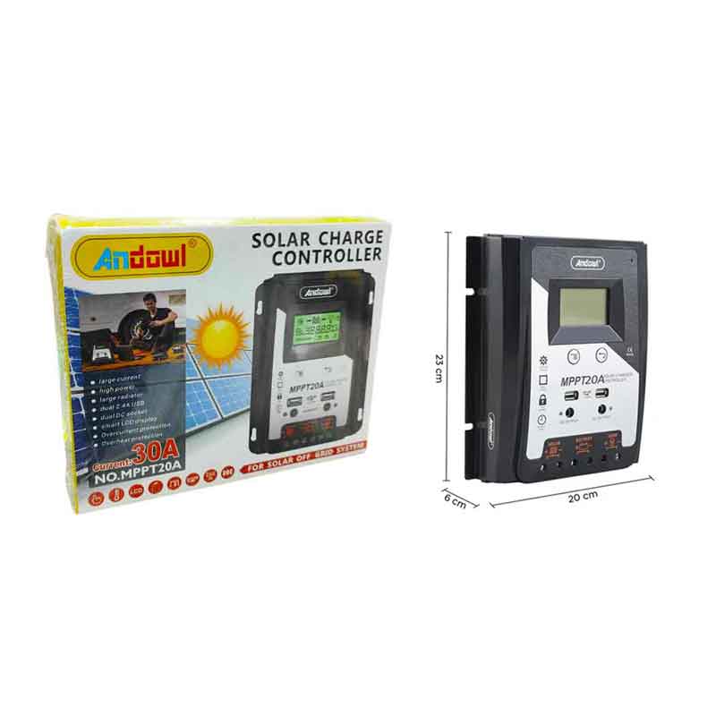 Andowl Ρυθμιστής φόρτισης φωτοβολταϊκών 30Amber MPPT 20A - Solar Charge Controller