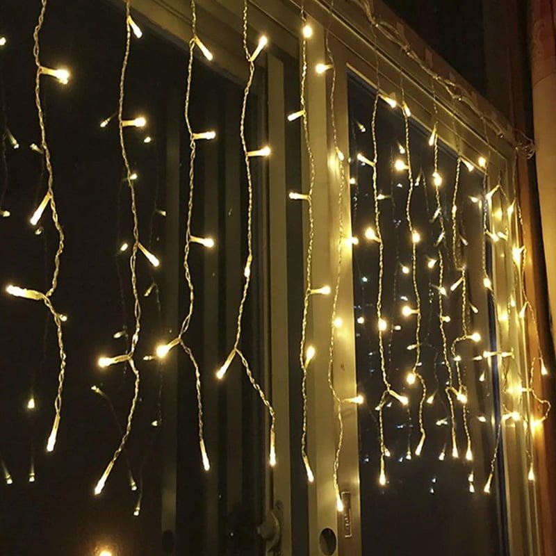 Χριστουγεννιάτικα Λαμπάκια Κουρτίνα LED 100L Θερμό Χρώμα με Διαφανές Καλώδιο 3m x 60cm - Christmas lights LED warm light