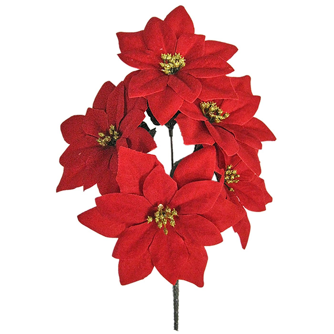 Μπουκέτο με 5 Αλεξανδρινά Βελουτέ 32cm ø13cm Xmasfest 1131122