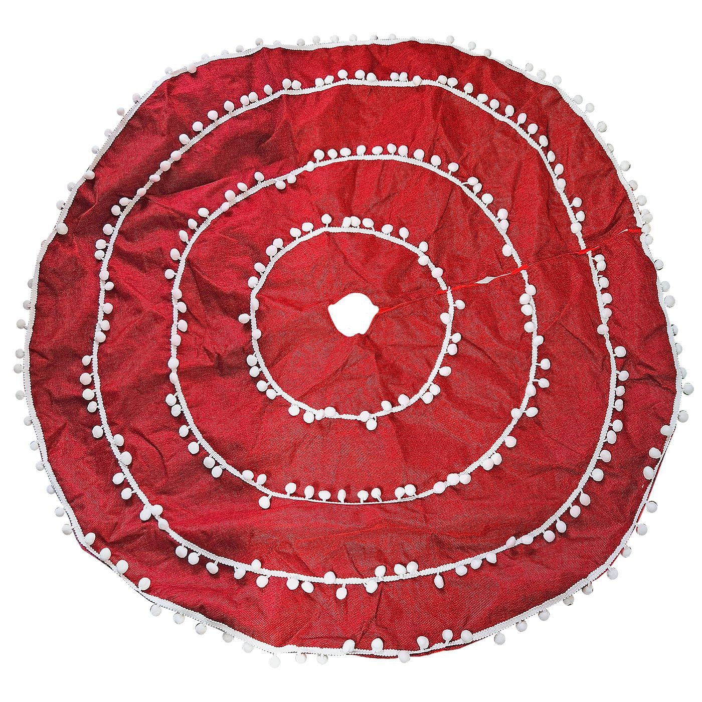 Ποδιά Δέντρου Κόκκινη με Φούντες ø120cm Xmasfest 1133206