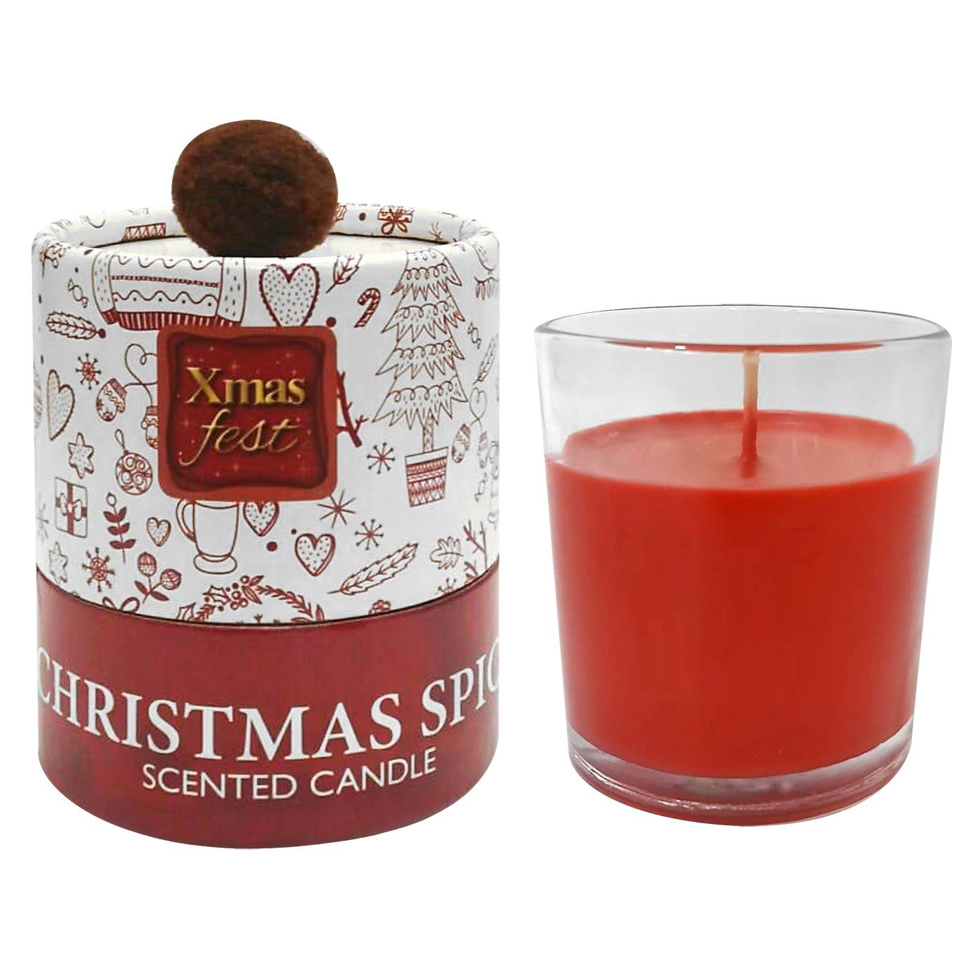 Κερί Christmas Spice σε Βάζο & Κουτί Xmas 30h 130gr Net, 11,5x8cm Xmasfest 1133340